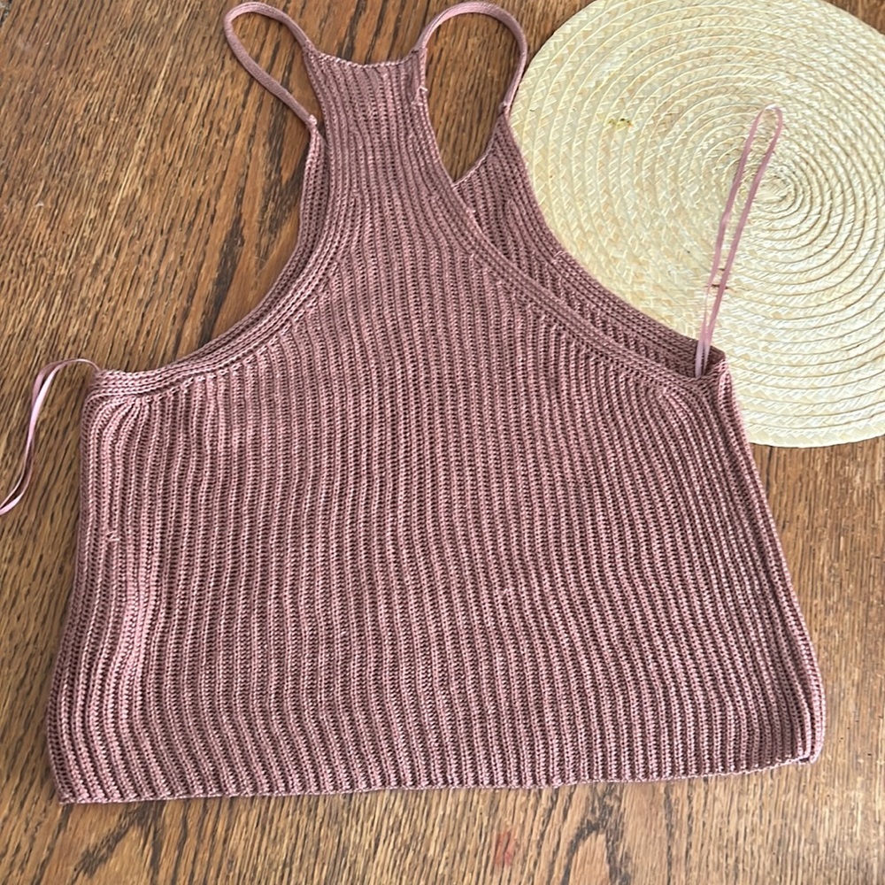 Love Tree Crochet Rib Racerback Tank Top Size Large - Picture 6 of 11